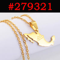 Anniyo Viva Mexico Map Pendant Necklace for Women Girls Men Mexican Maps Stainless Steel Metal Jewelry #279221