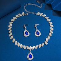 Ladies' fashionable heart-shaped minimalist design elegant crown necklace earrings jewelry set