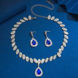 Ladies' fashionable heart-shaped minimalist design elegant crown necklace earrings jewelry set