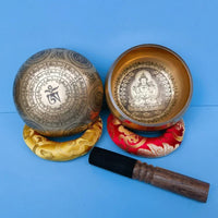 Nepal Handmade Singing Bowl Yoga Meditation Buddha Copper Chime Professional Tibetan Bowls Sound Healing Instrument Ornaments