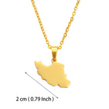 Anniyo 2CM Iran Map Pendant Necklaces Iranian Jewelry Stainless steel Material #327101