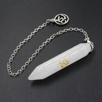 Natural Gem Stone Pendant Crystal Pendulum for Divination Answer Reiki OM Charms Fluorite Amethysts Clear Quartz Pendulos x228