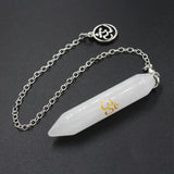 Natural Gem Stone Pendant Crystal Pendulum for Divination Answer Reiki OM Charms Fluorite Amethysts Clear Quartz Pendulos x228