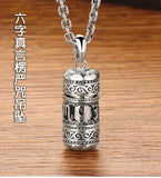 Stainless Steel Om Mani Padme Hum Prayer Wheel Mantra Buddhism Rotatable Necklace Cremation Jewelry Capsule Ash Urn Holder