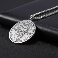 Nordic fashion trend titanium steel jewelry laser marking Solomon round brand pendant stainless steel necklace