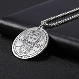 Nordic fashion trend titanium steel jewelry laser marking Solomon round brand pendant stainless steel necklace