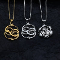 European and American style personalized fashion animal snake pendant gear skull domineering men's stainless steel jewelry