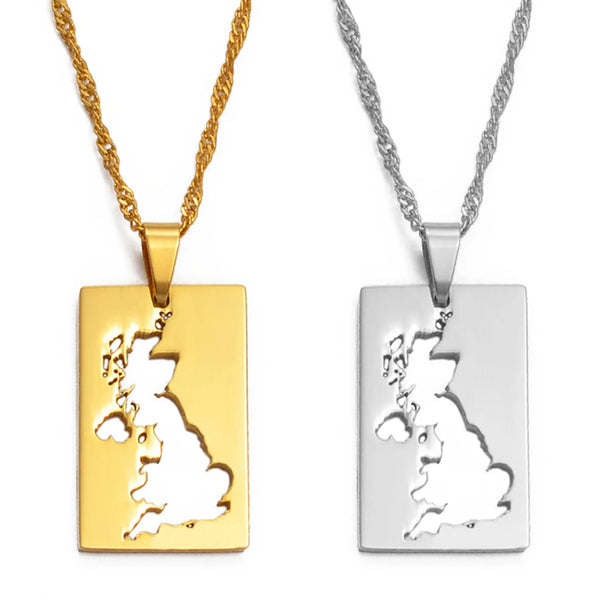 Anniyo United Kingdom of Great Britain and Northern Ireland Map Pendant & Necklaces for Women UK Country Maps #021421