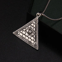 European and American fashion personality versatile pyramid wisdom eye necklace for men and women, simple street accessories