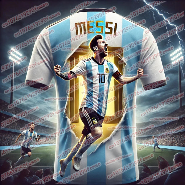Messi Men's Celebration Commemorative Edition Sports T-shirt Quick Drying Breathable Comfortable Outdoor Daily Jersey