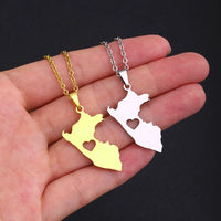 2024 new fashion stainless steel smooth Peru map heart necklace for women and men couples ethnic style accessories collarbone ch