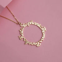 Custom Family Name Necklace Women Jewelry Personalized Stainless Steel Multiple Name Circle Pendant Necklace Mom Sister Gifts