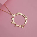 Custom Family Name Necklace Women Jewelry Personalized Stainless Steel Multiple Name Circle Pendant Necklace Mom Sister Gifts
