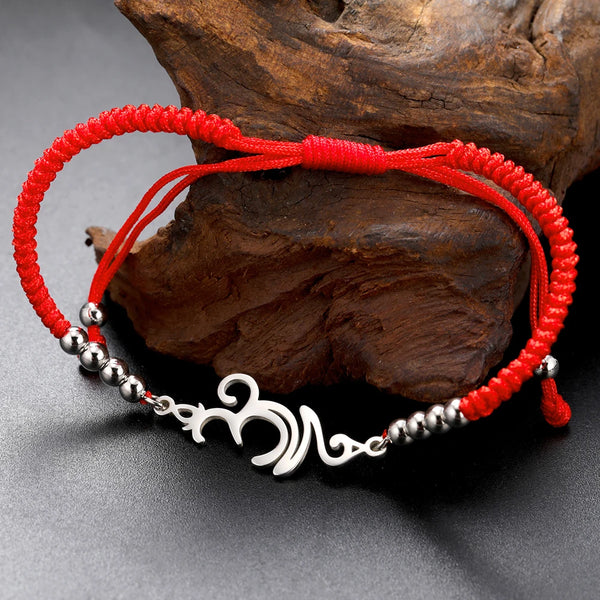 Dawapara Breathe Symbol Bracelet Ohm OM Unalome Symbol Charm Bracelet Stainless Steel Yoga Inspirational Supernatural Jewelry