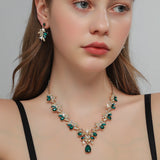 Ladies' Sparkling Flower Set, Necklace, Earrings, Jewelry Set, Suitable for Wedding, Party, Festival Gifts