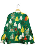 Autumn and winter new fashion casual pullover long-sleeve women's shirt Christmas tree pattern flat digital printing fashion wom