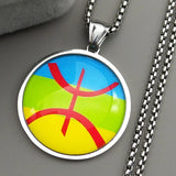 The new fashionable African Berber symbol round pendant necklace is a versatile accessory for both men and women, suitable for c