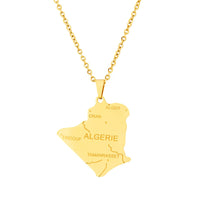 2024 New fashion stainless steel Algerian map necklace for women and men couples ethnic style accessory collarbone chain anniver