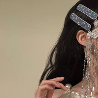 Y2K Style Metal Butterfly Hair Clip For Women Glitter Rhinestone Tassel Hair Clip Girls Trendy Exquisite Jewelry Hair Accessory