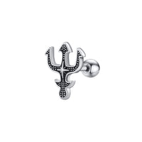 Punk Men's Trident Stud Earrings, Ancient Greek God Poseidon Neptune Earrings Stainless Steel Ear Gifts for Him Jewelry