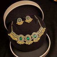 Luxury Retro Crystal Bridal Jewelry Sets for Women Ethnic Indian Gold Plated Wedding Necklace Earrings Sets Valentine's Day Gift