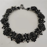 2025 New Fashion Crystal Rhinestones Large Collar Choker Necklace Earrings Women Jewelry Sets Indian Statement Wedding Necklace