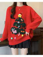 Red Christmas Pullover Sweater For Women In Autumn And Winter 2025 Women's Casual Versatile O Neck Knitted Sweater New Casual