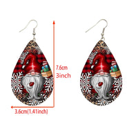 SOMESOOR Merry Christmas Series Waterdrop Shape Wooden Drop Earrings Santa Claus Tree Snowman Cute Ear Dangle Jewelry For Women