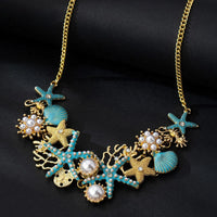 Ocean-style Necklace,Bracelet Decorated with Shells, Starfishs and Imitation Pearls for Women Girls Hot Sale 2025 New Style