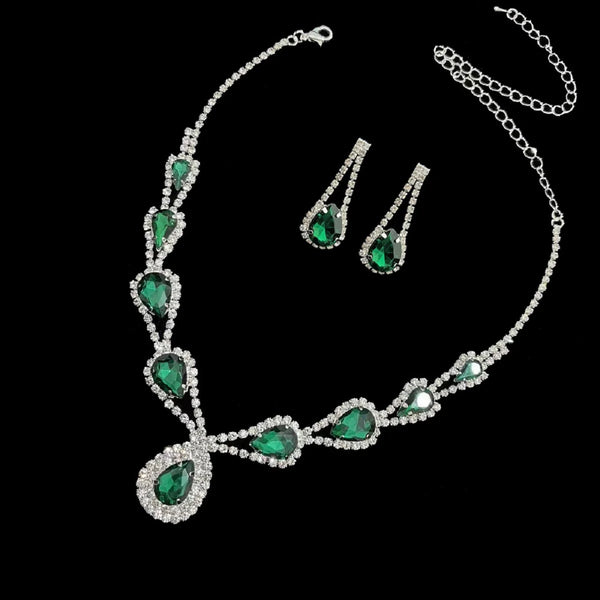 Ladies' Fashion Design Water Drop Series Set Necklace Earrings Jewelry Set Suitable for Wedding, Party, Festival Gifts