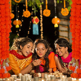 5-50PCS Marigold Flower Garland for Decoration Artificial Flowers Wedding Indian Décor Diwali Pooja Day of The Dead Mexican 1.5m