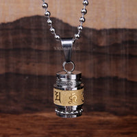 Stainless Steel Om Mani Padme Hum Prayer Wheel Mantra Buddhism Rotatable Necklace Cremation Jewelry Capsule Ash Urn Holder