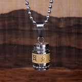 Stainless Steel Om Mani Padme Hum Prayer Wheel Mantra Buddhism Rotatable Necklace Cremation Jewelry Capsule Ash Urn Holder