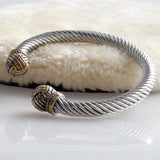 Europe and the United States retro two-color opening electric cable adjustable men's and women's stainless steel cuff bracelet