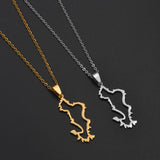 Anniyo 4CM France Mayotte Map Pendant Necklaces for Women Girls Mamoudzou Mahore Jewelry #519962