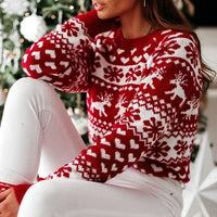 Winter 2025 Women's Christmas Sweater Soft Cute Xmas Look Knitwear Long Sleeve O Neck Jumpers Top Streetwear Y2K Style Pullovers