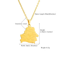 2024 New fashion stainless steel Belarusian map with city necklace for women and men couples ethnic style accessory collarbone c