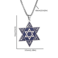 Official Authentic Stainless Steel Star of David Six-Pointed Star Pendant Necklace for Men Fashion Jewelry Party Jewelry