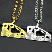 Judaism Jerusalem Old City Jewish Stainless Steel Necklaces for Women Men Gold Color Temple of God Hebrew Chain Amulet Jewelry