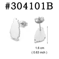 Anniyo 1.6cm Small Size Saint Lucia Map Stud Earrings for Women Girls St. Lucia Stainless Steel Jewelry #304101