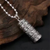 Ethnic Style Relief Lotus Vajra Pestle Design Men Necklace Blessing Buddhist Sutras Tube Pendant Male Choker Accessories