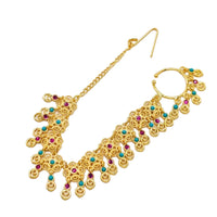 Indian Nose Rings Clip Chain Crystal Pendant Tassel Original Women's Accessories Gold Plated Copper Bride Wedding Hair Jewelry