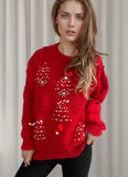 Christmas Sweater Women 2024 Korean Style O Neck Casual Loose Jumper Women Chic O Neck Peark Bow New Year Sweater Knitwear