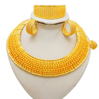 GDJWRI Indian Dubai Fashion Irregular Necklace And Earrings Sets For Women Ethiopian Bridal 24k Gold Color Jewelry Set Wedding