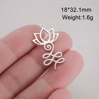 Dawapara Unalome Pendant OM Lotus Flower Charm for Jewelry Making Stainless Steel Spiritual Yoga Symbol Buddhism Accessories
