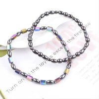 1/2/4/6Pcs Hematite Ankle Bracelet Colorful Elastic Anklet Bohemian Summer Beach Clothing Accessories Energy Hematite Jewelry