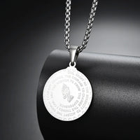 No Fade Color Serenity Lords Prayer Pendant Necklaces for Women Men Good Luck God Bless You Daily Wear Stainless Steel Jewelry