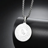 No Fade Color Serenity Lords Prayer Pendant Necklaces for Women Men Good Luck God Bless You Daily Wear Stainless Steel Jewelry
