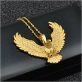 Sparkling Zircon Fly Eagle Pendant Necklace for Men Hip Hop Rock Party Jewelry