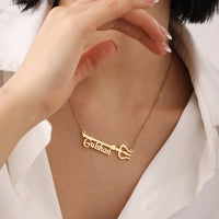 MYDIY Trisul Name Necklace Unisex Pendant Customized Neck Chain Personalised Tamil Necklace Telugu Name Necklace Gift for Women